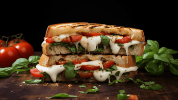 Caprese Sandwich with Fresh Mozzarella, Tomato, and Basil